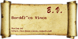 Bordács Vince névjegykártya